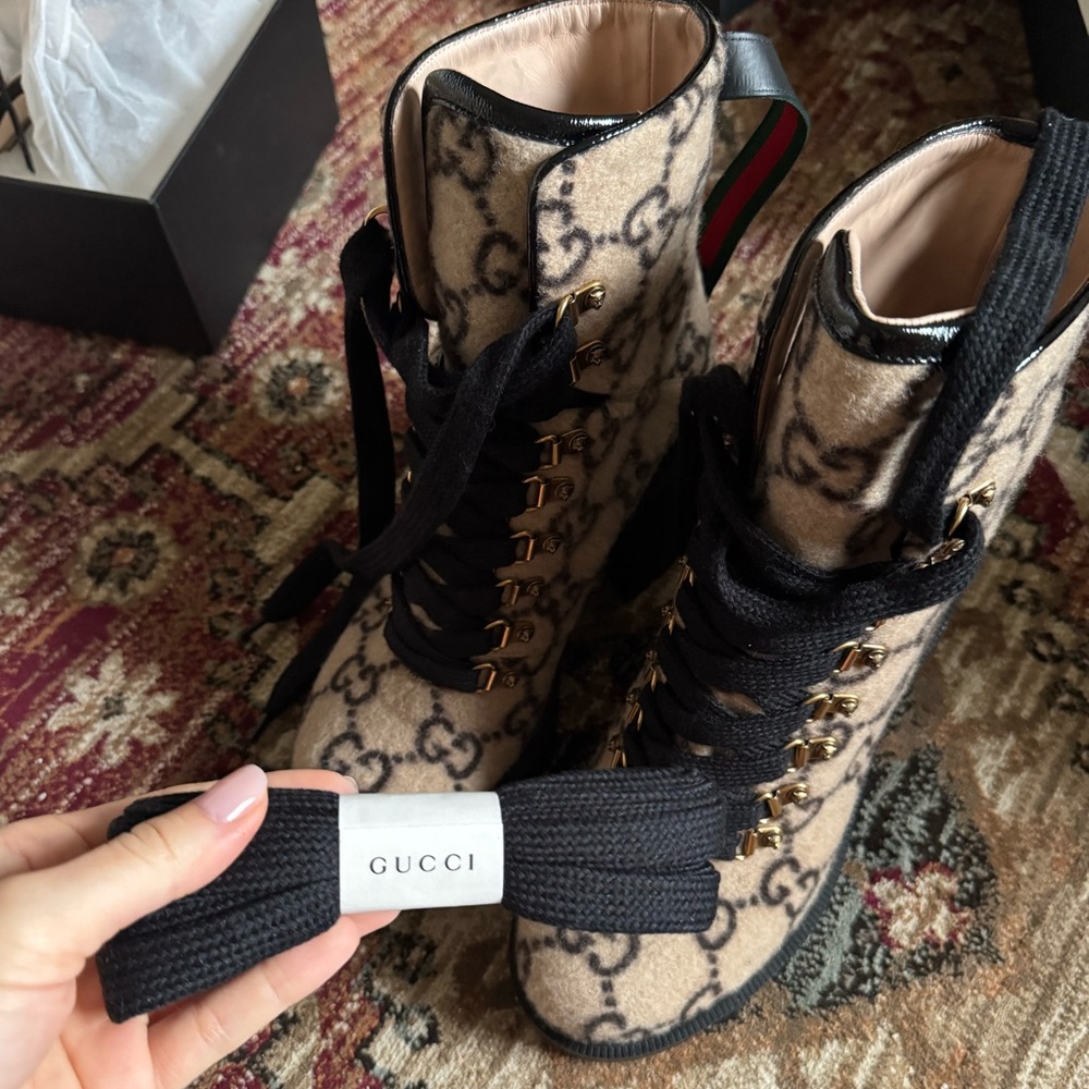 Gucci GG Monogram Wool Ankle Boots - Picture 6 of 6
